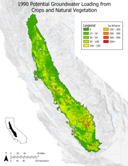 1990 Potential Groundwater Loading from Crops and Natural Vegetation